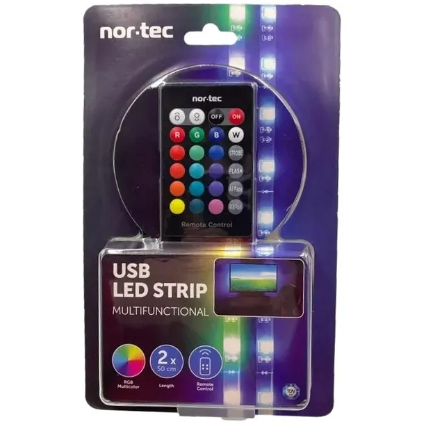 Taśmy LED RGB USB pilot pasek 2x 50cm podświetlenie NOR-TEC