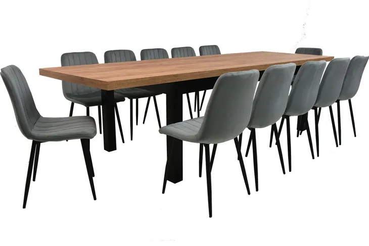 12 kubełkowych krzeseł i DUŻY STÓŁ ROZKŁADANY 100x200/300 DĄB CRAFT