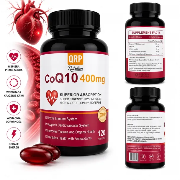 CoQ10 Koenzym Q10 120 Kapsułek | Koenzymy – QRP NUTRITION