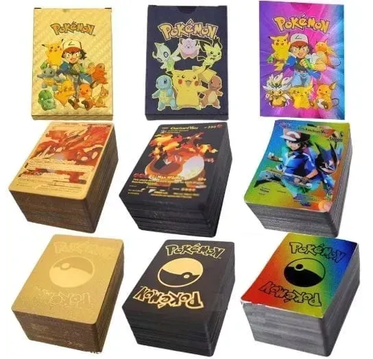 Karty Pokemon Duży XXL 3w1 165 Kart Złote Czarne Tęczowe Pikachu Prezent