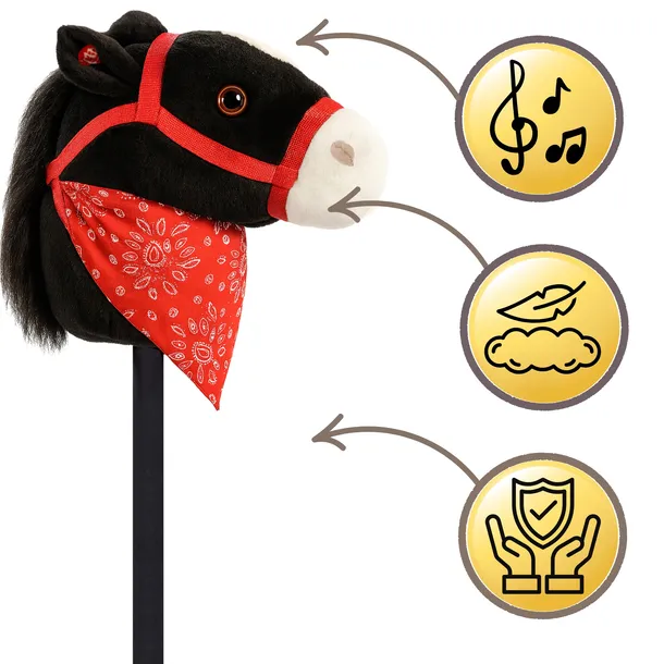 HOBBY HORSE Koń na kiju Happy Kiddo 68 cm pluszowy z dźwiękiem