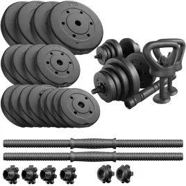 hantle-bitumiczne-regulowane-zestaw-hantli-40kg-2x20kg-gryf-sztanga-czarne