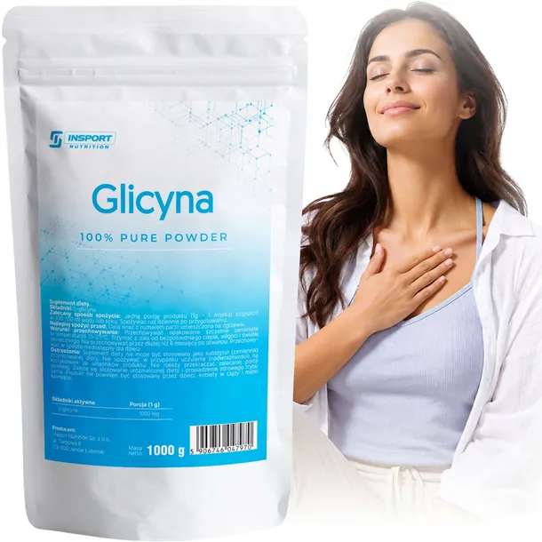 Czysta GLICYNA Proszek 1000mg 1kg na SEN Układ Nerwowy MIĘŚNIE | INSPORT