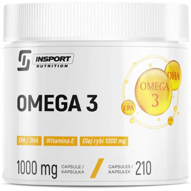 OMEGA 3 1000 mg 210 kap | EPA DHA + WITAMINA E | Mózg Oczy Serce | INSPORT