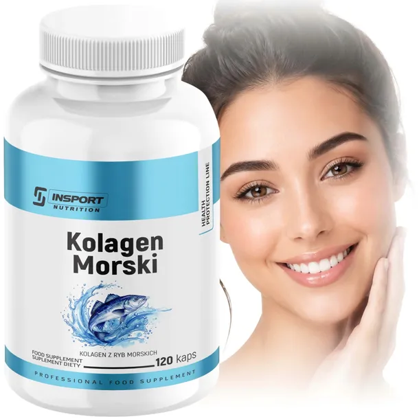 Czysty KOLAGEN RYBI 1800 mg 120 kap Zdrowe WŁOSY SKÓRA PAZNOKCIE | INSPORT