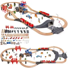 kolejka-elektryczna-pociag-na-baterie-drewniana-tor-tunel-dzwiek-2x-wagony