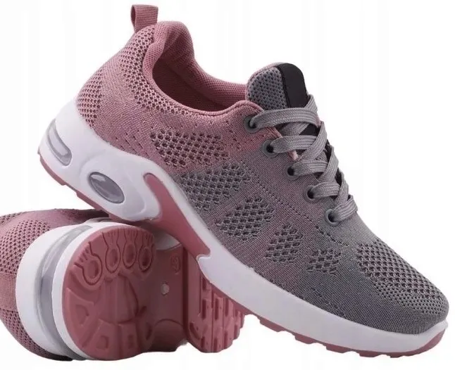 Buty Damskie Sportowe Pianka Siatka Sneakersy Idealne do biegania Szare r38