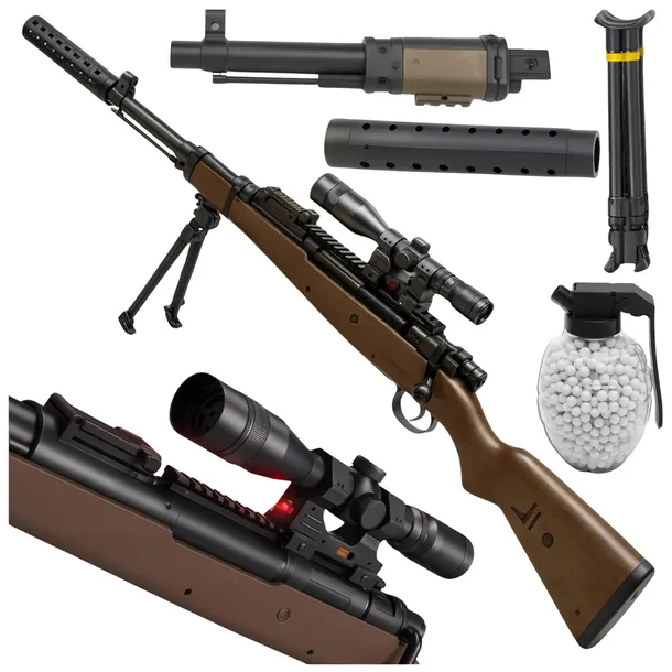 Pistolet Karabin Snajperski na Kulki Plastikowe XL + 1000 Kulek Duży Zestaw