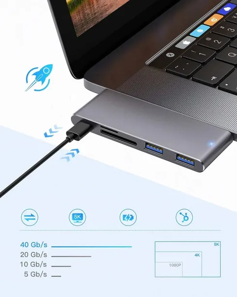 thunderbolt-3-hub-usb-3-0-usb-c-micro-sd-sd-100-w-do-macbooka-adapter-stan-nowy-liczba-portow-4