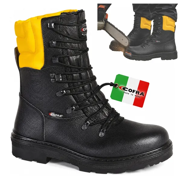 Wysokie buty robocze Dla Pilarza skórzane Wodoodporne Antyprzebiciowe COFRA