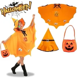 kostium-dzieciecy-na-halloween-peleryna-kapelusz-dynia-pomaranczowy