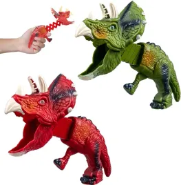 teleskopowa-zabawka-ruchomy-dinozaur-triceratops-czerwony-zielony-pistolet