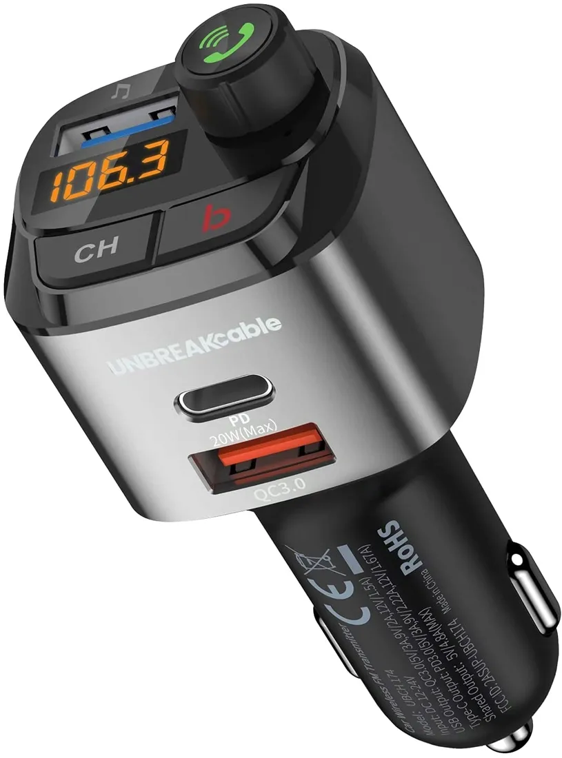 unbreakcable-ubch174-transmiter-samochodowy-usb-c-usb-szary
