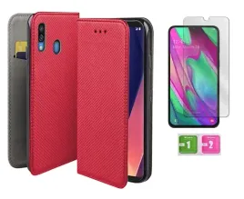 etui-z-klapka-do-samsung-galaxy-a40-czerwony-smart-magnet-case-szklo-9h