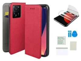 etui-z-klapka-do-xiaomi-13t-czerwony-pokrowiec-folia-ochronna-na-ekran-9h