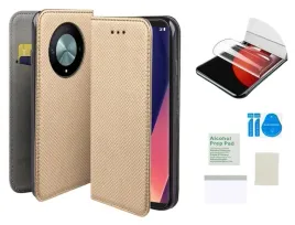 etui-z-klapka-do-honor-magic-6-lite-smart-magnet-zloty-folia-ochronna-tpu