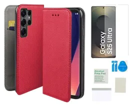 etui-z-klapka-do-samsung-galaxy-s25-ultra-czerwony-magnet-folia-ochronna