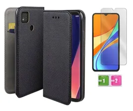 etui-z-klapka-do-xiaomi-redmi-9c-czarny-smart-magnet-case-szklo-na-ekran