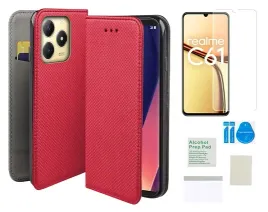 etui-z-klapka-do-realme-c61-czerwony-obudowa-smart-magnet-folia-ochronna