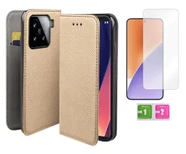 etui-z-klapka-do-xiaomi-15-zloty-smart-magnet-obudowa-szklo-na-ekran-9h