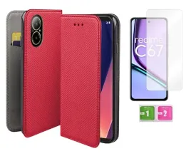 etui-z-klapka-do-realme-c67-4g-czerwony-smart-magnet-case-szklo-na-ekran
