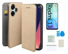 etui-z-klapka-do-xiaomi-redmi-13-4g-13-5g-zloty-case-folia-ochronna-tpu