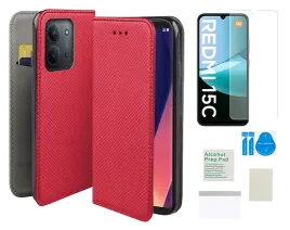 etui-z-klapka-do-xiaomi-redmi-15c-4g-czerwony-smart-magnet-folia-ochronna