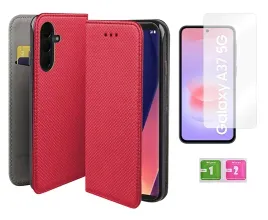 etui-z-klapka-do-samsung-galaxy-a37-5g-pokrowiec-czerwony-szklo-na-ekran