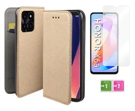 etui-z-klapka-do-honor-x6a-zamykane-case-smart-magnet-zloty-szklo-na-ekran