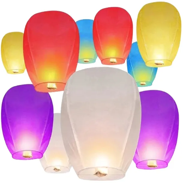 LAMPION SZCZĘŚCIA LAMPIONY NA WESELE ŚLUB NAD MORZE ZESTAW 10 SZT KOLOROWE