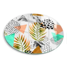 wielofunkcyjna-dekoracyjna-deska-szklana-okragla-wzor-boho-liscie-fi-40-cm