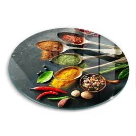 hartowana-okragla-deska-szklana-ze-wzorem-kuchenne-lyzki-przyprawy-fi-40-cm