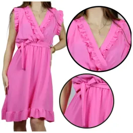 sukienka-rozowa-dekolt-kopertowy-wiazanie-falbanka-verdania-pink-one-size