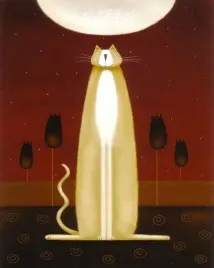 feline-and-four-tulips-jo-parry-plakat-obraz-24x30cm