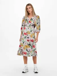 only-sukienka-damska-w-kwiaty-midi-rekaw-3-4-xxs-6fa