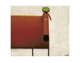 red-dog-with-apple-daniel-kessler-plakat-obraz-30x24cm