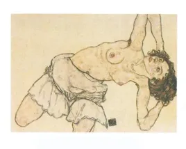 knielende-halfnaakte-vrouw-egon-schiele-plakat-obraz-50x40cm