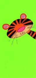 tiger-on-green-lesley-hallas-plakat-obraz-23x50cm