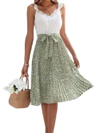 shein-sukienka-zielono-biala-z-paskiem-40-42-v7m