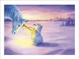 unicorn-and-polar-bear-cub-ii-hazel-lincoln-plakat-obraz-40x30cm
