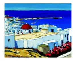 coupole-rouge-a-mykonos-jean-claude-quillici-plakat-obraz-50x40cm