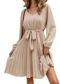 shein-sukienka-bezowa-plisowana-krotka-38-v7j