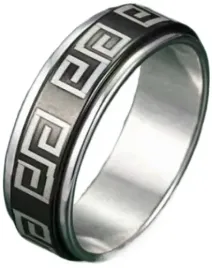 czarny-pierscionek-grecki-klucz-wzor-obrotowy-anxiety-ring-stal-szlachetna