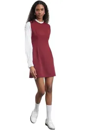 trendyol-bordowa-prosta-sukienka-mini-z-bialym-rekawem-40-5ea