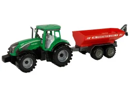 zabawkowy-zielony-traktor-z-czerwona-przyczepka