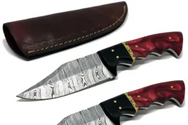 noz-recznie-wykonany-bushcraft-survival-stal-damascenska-skorzane-etui-k111