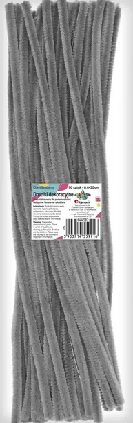 Druciki dekoracyjne wyciory szare 0,6x30 cm 50 sztuk Titanum