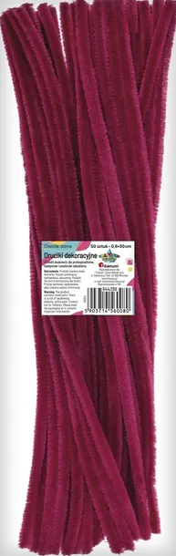 Druciki dekoracyjne wyciory różowy rubinowy 0,6x30 cm 50 sztuk Titanum