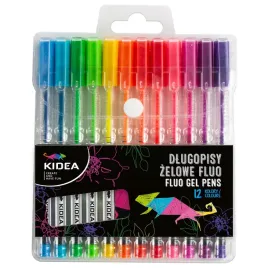 dlugopisy-zelowe-fluo-12-kolorow-kidea