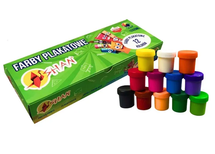 Farby plakatowe 12 kolorów 20 ml Shan
